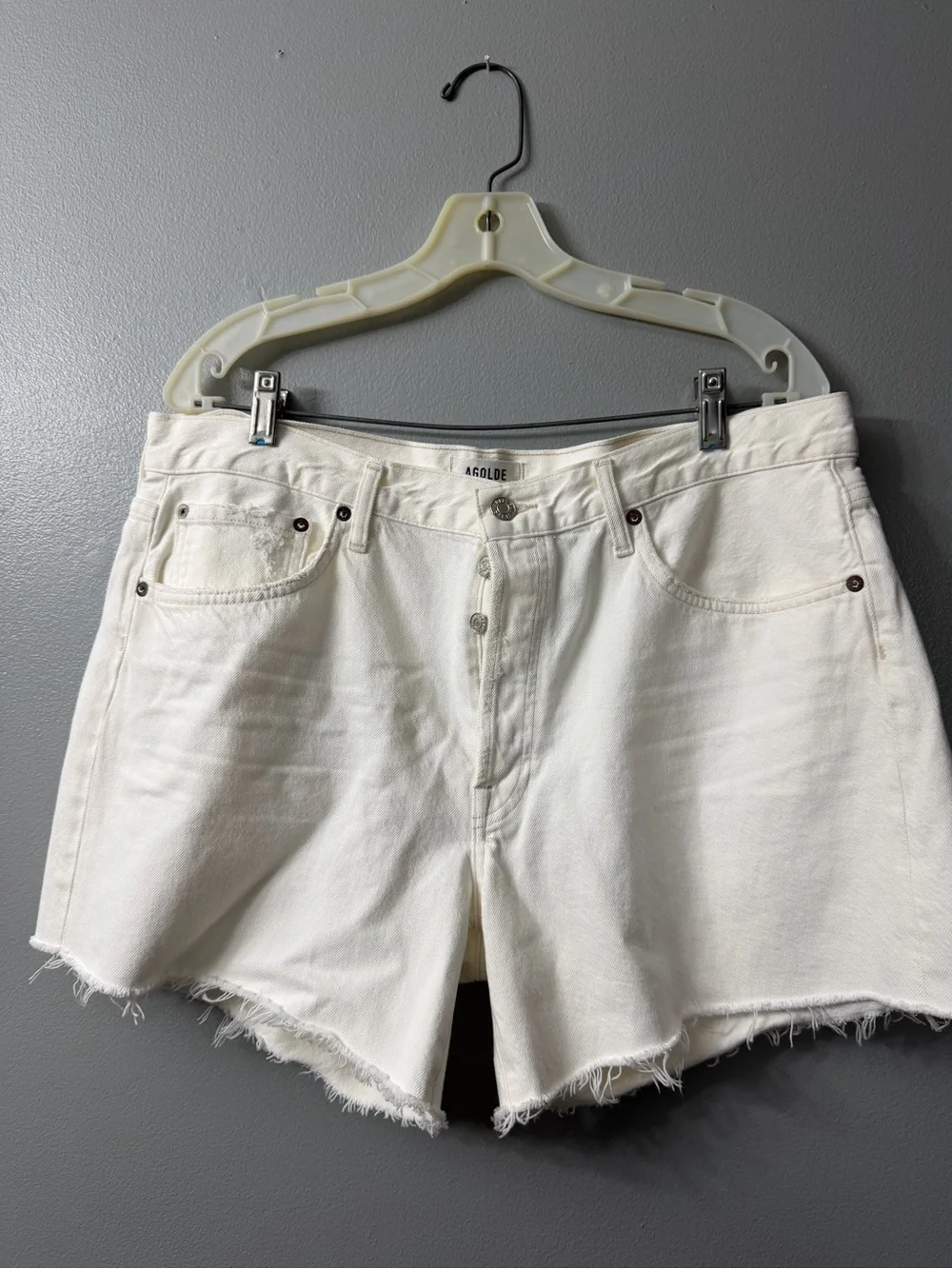 agolde parker long shorts cream Denim Cutoff Shorts  32